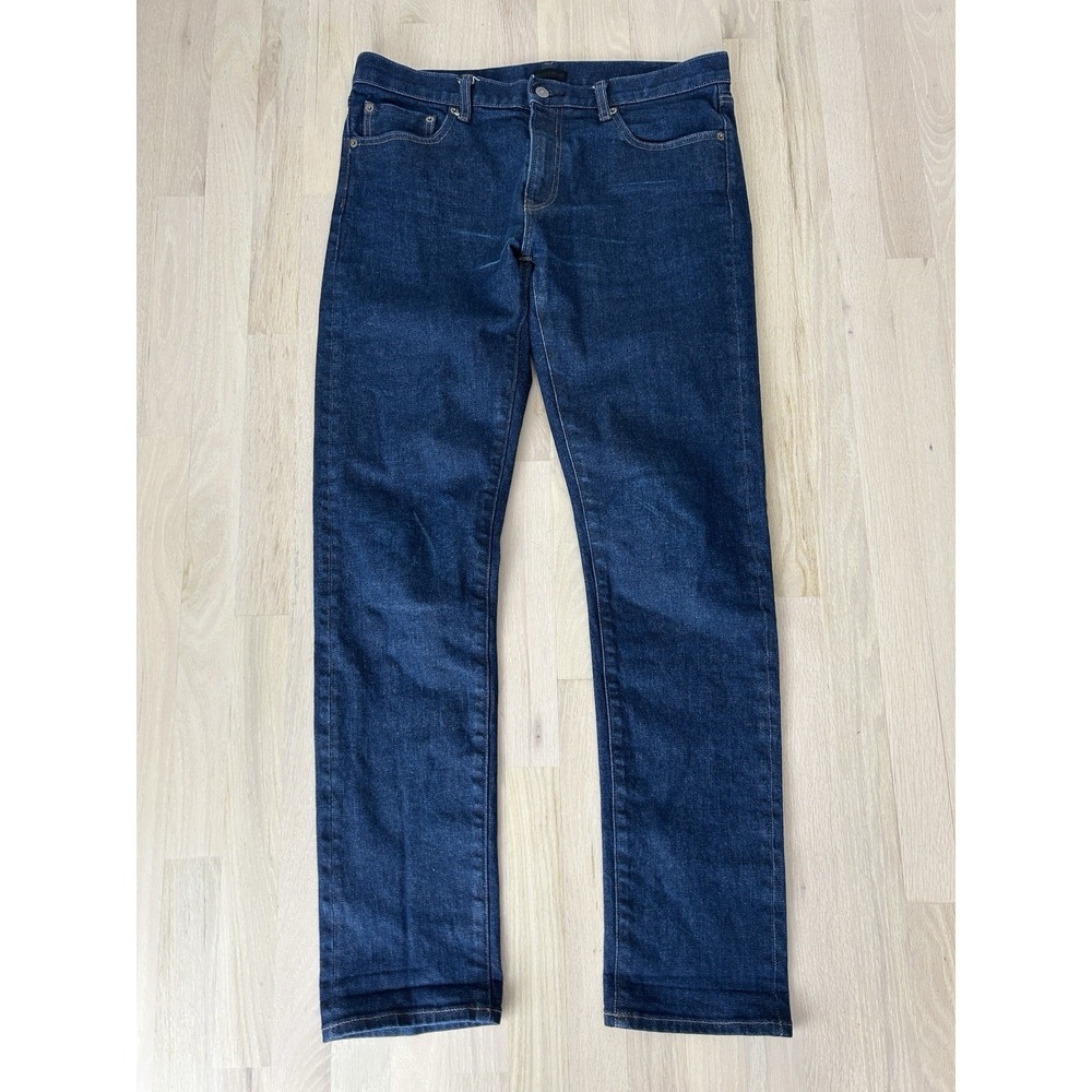 UNIQLO Blue Selvedge Jeans Straight Slim Cotton Stretch Sz 35 Mid-rise Kaihara